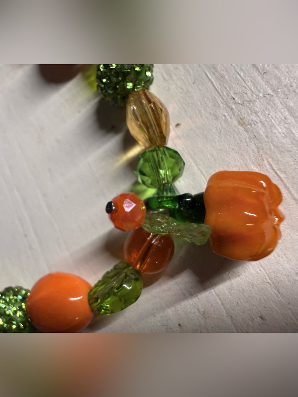 Handmade Glass Pumpkin Patch Beaded Statement Bracelet | Autumn Fall Halloween - Picture 3 of 5